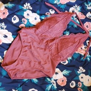 Pink mauve one piece swimsuit